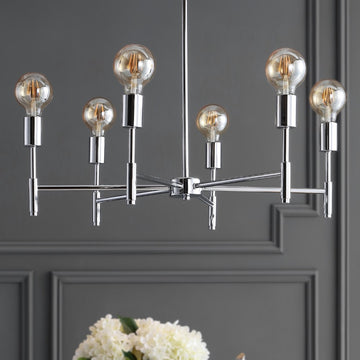 Turing 28.5" Adjustable Height Metal LED Chandelier - JONATHAN Y